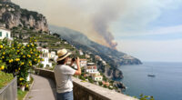 Tourists Evacuate As Massive Wildfire Burns Near Amalfi Coast Hot Spot